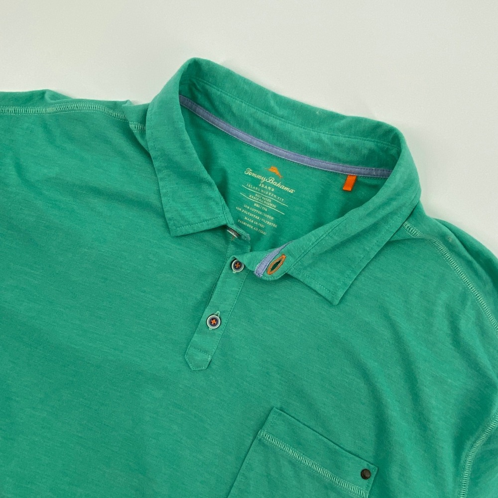 Tommy Bahama Jeans Shirt Mens XXL Polo Green Island Modern Fit Beach Costal Vaca
